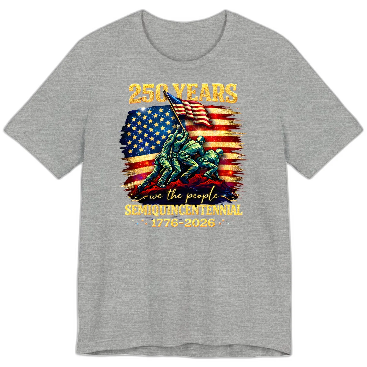 America 250 Years Flag Raising Premium T-Shirt in Athletic Heather