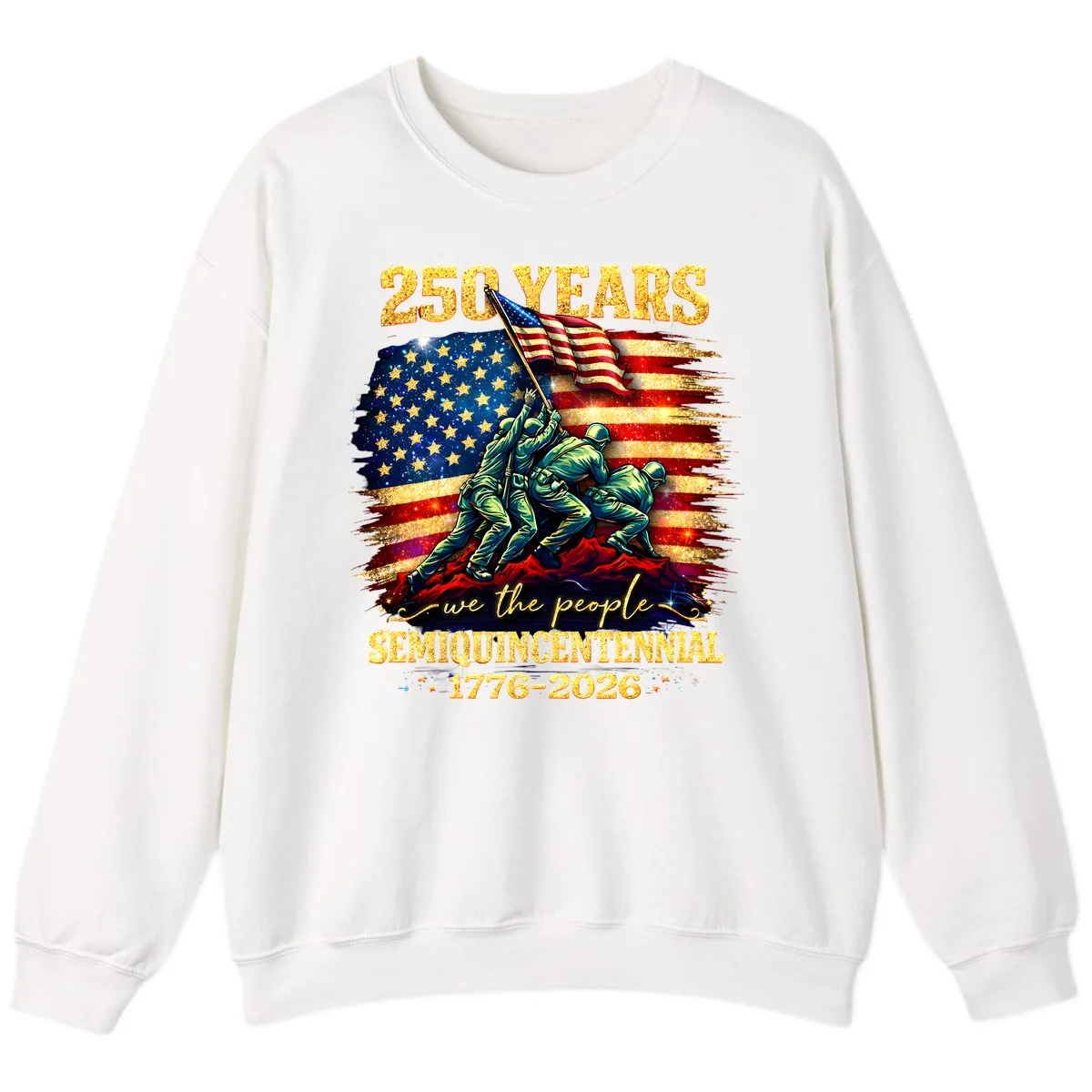 America 250 Years Flag Raising Sweatshirt in White