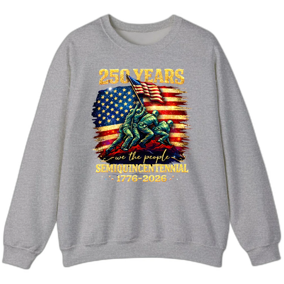 America 250 Years Flag Raising Sweatshirt in Sport Grey