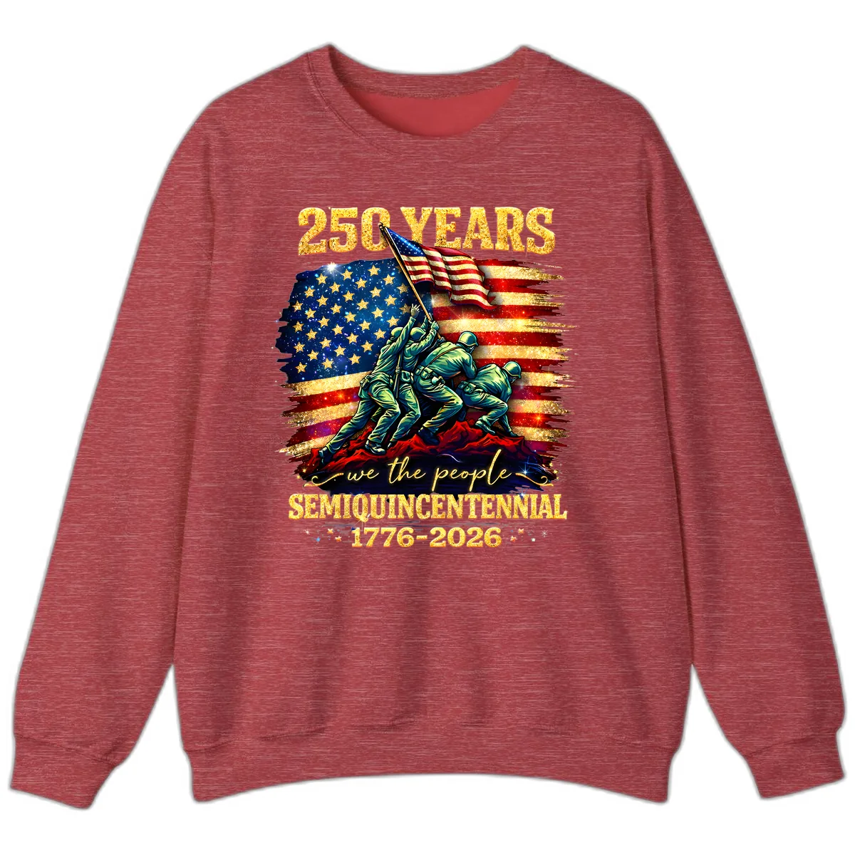 America 250 Years Semiquincentennial Flag Raising Sweatshirt in Heather Scarlet Red