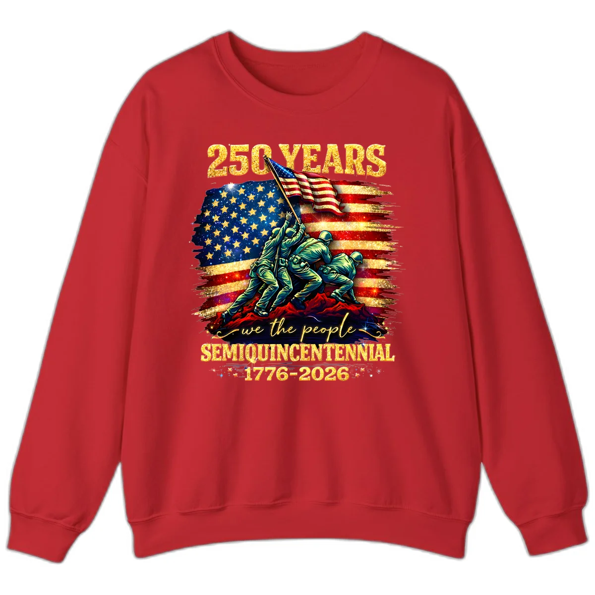 America 250 Years Flag Raising Sweatshirt in Red