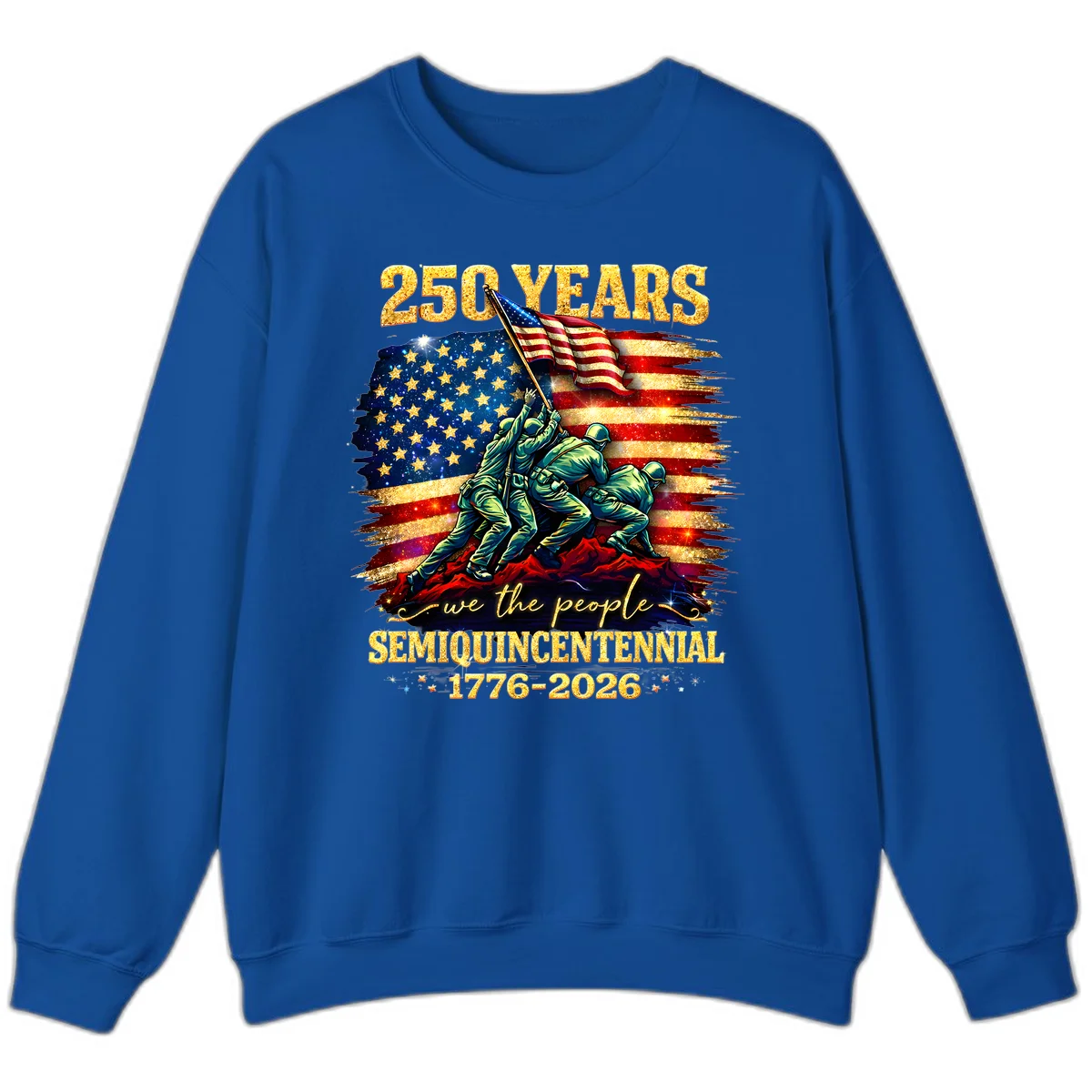 America 250 Years Flag Raising Sweatshirt in Royal