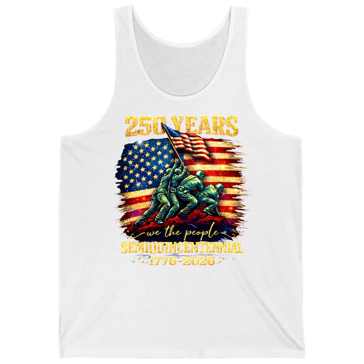 America 250 Years Flag Raising Tank in White