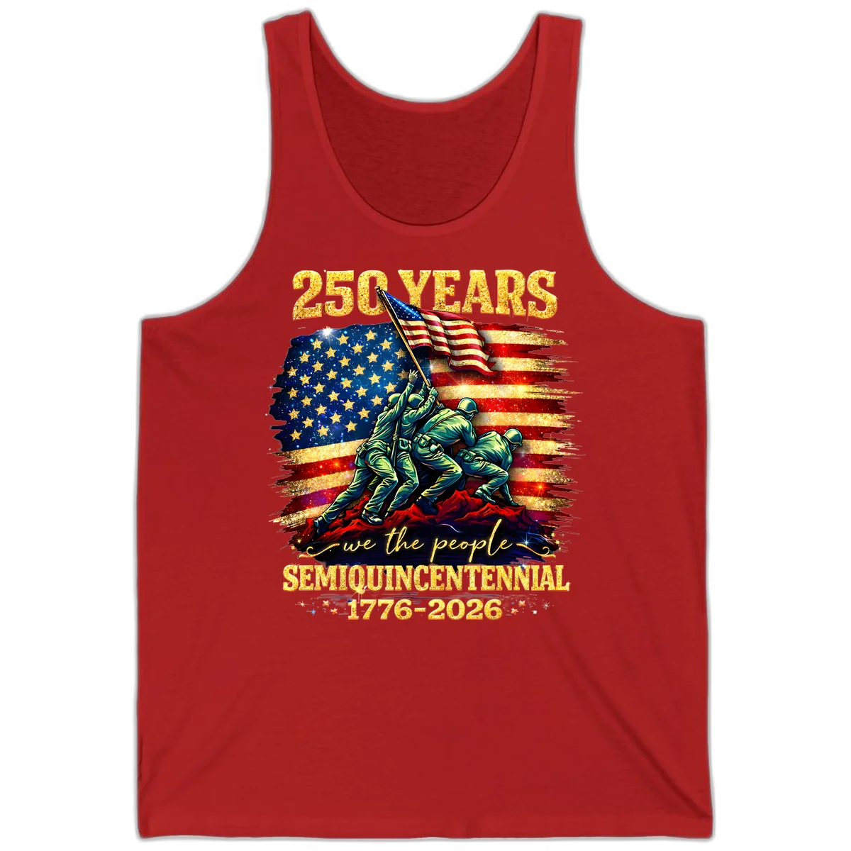 America 250 Years Flag Raising Tank in Red