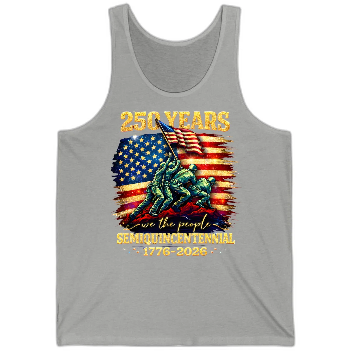 America 250 Years Flag Raising Tank in Athletic Heather