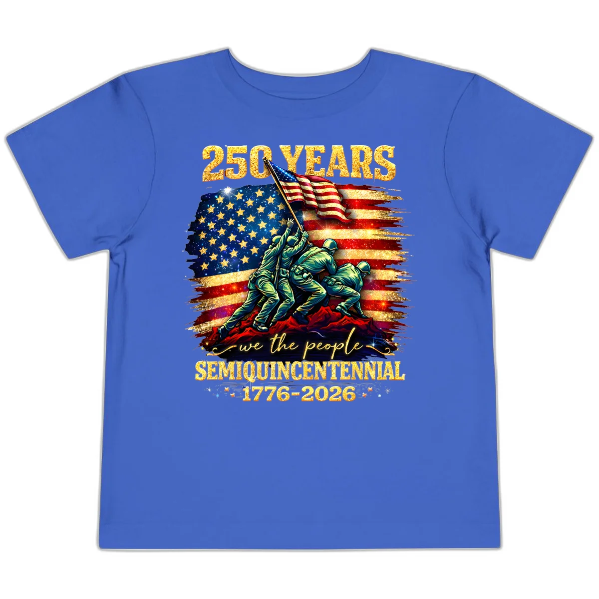 America 250 Years Flag Raising Toddler T-Shirt in True Royal