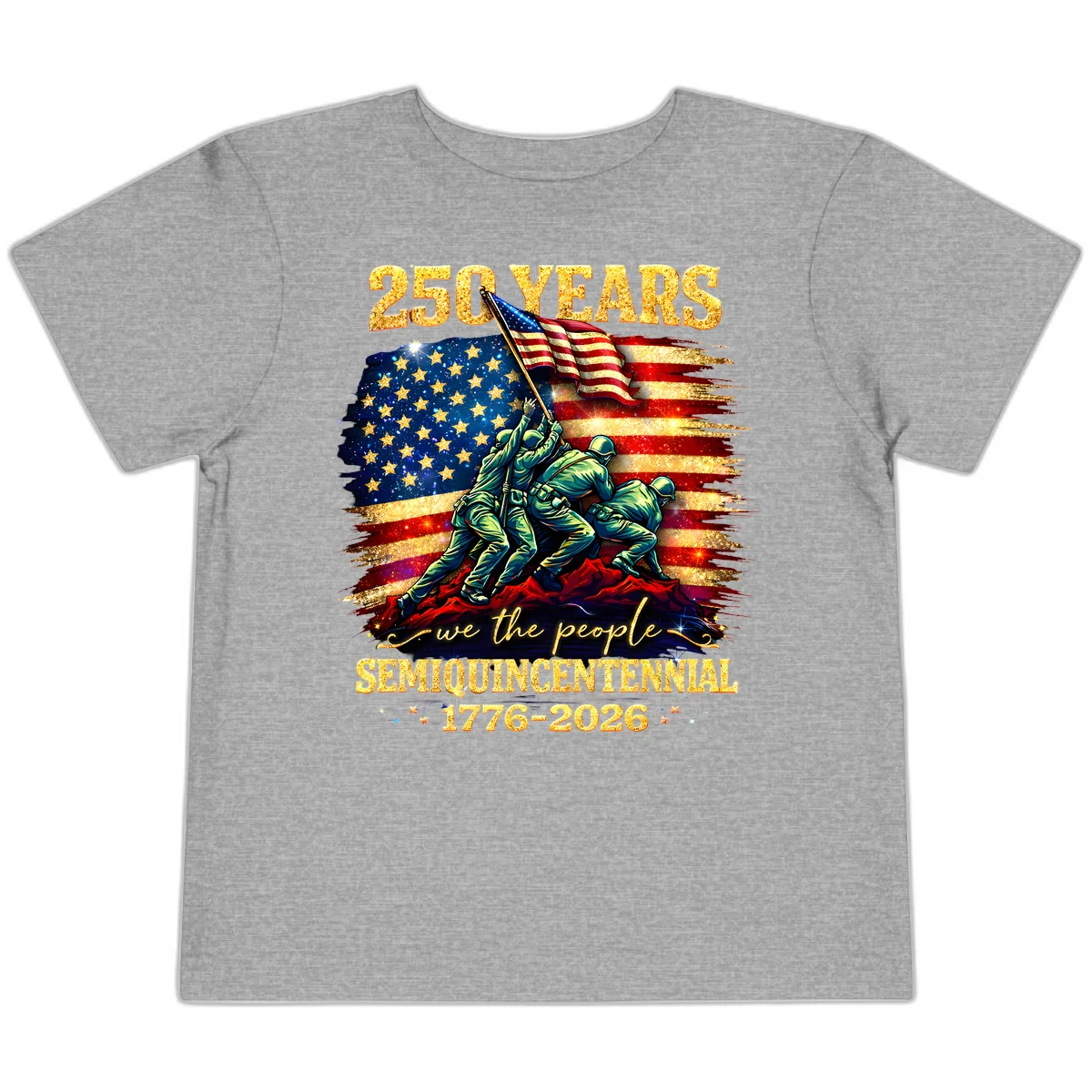 America 250 Years Flag Raising Toddler T-Shirt in Athletic Heather