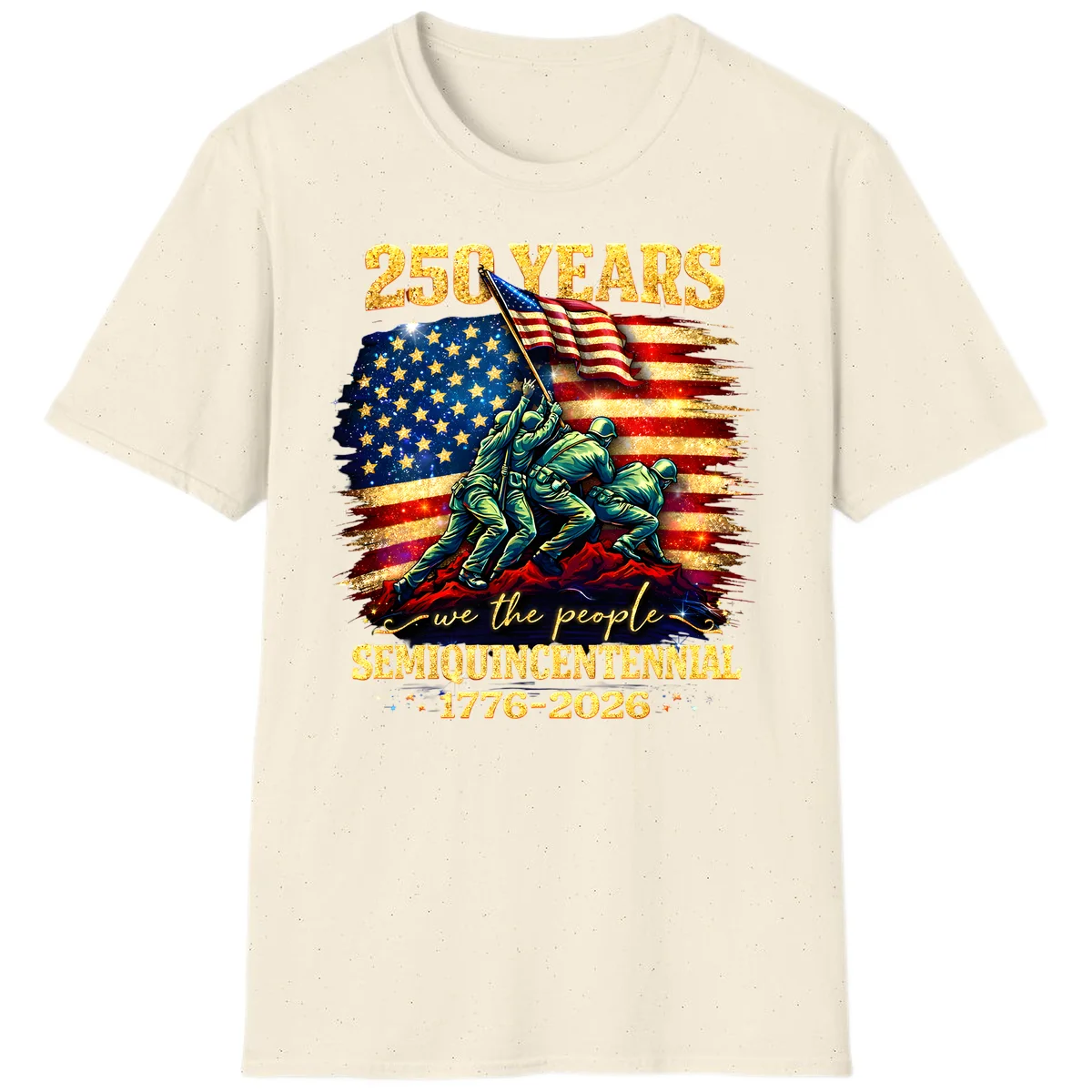 America 250 Years Flag Raising T-Shirt in Natural