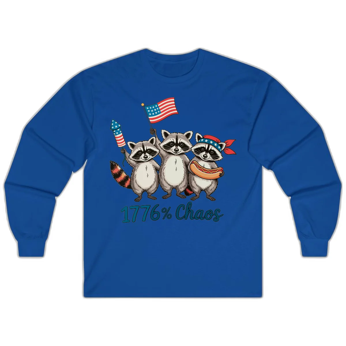 Patriotic Raccoons 1776 Chaos Long Sleeve in Royal