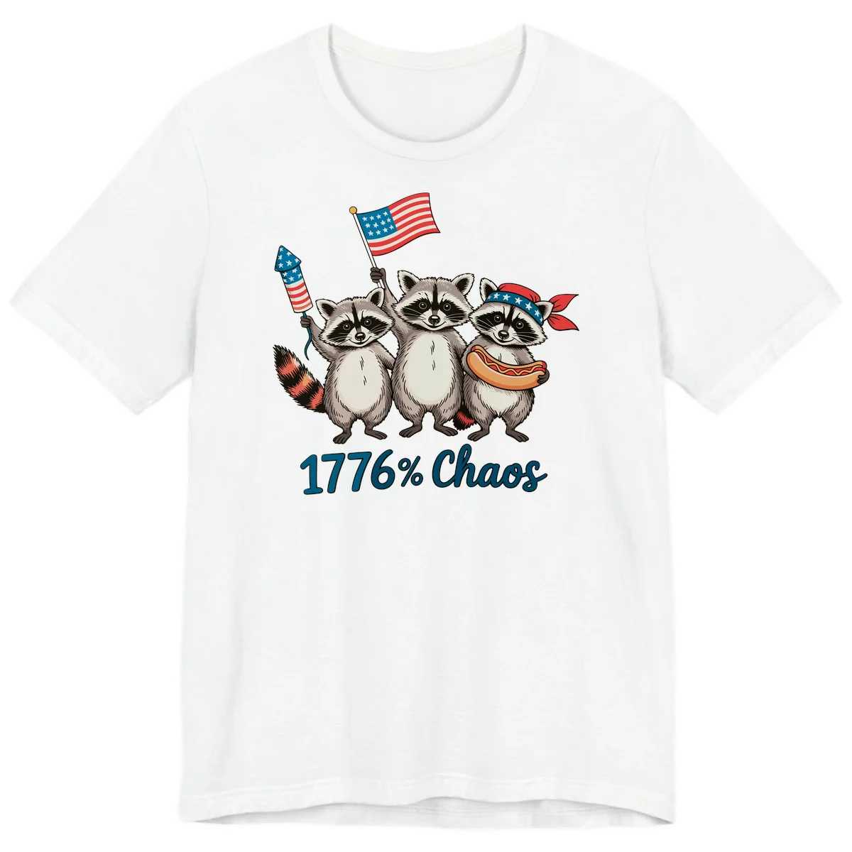 Patriotic Raccoons 1776 Chaos Premium Tee in White