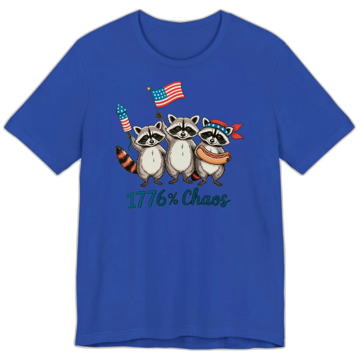 Patriotic Raccoons 1776 Chaos Premium Tee in True Royal