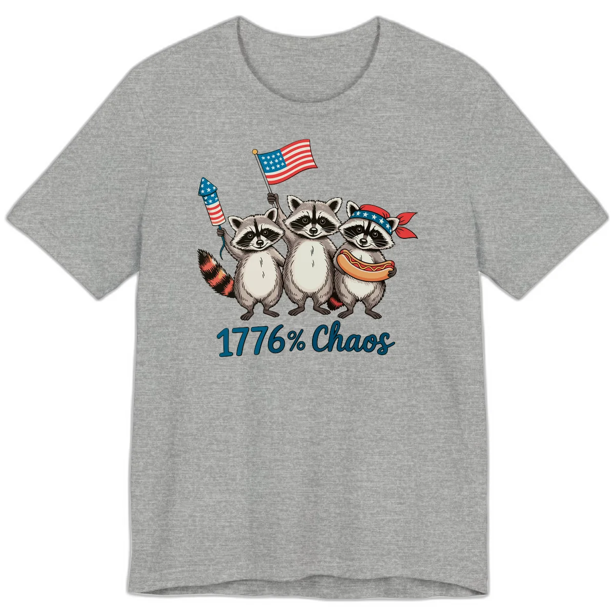 Patriotic Raccoons 1776 Chaos Premium Tee in Athletic Heather