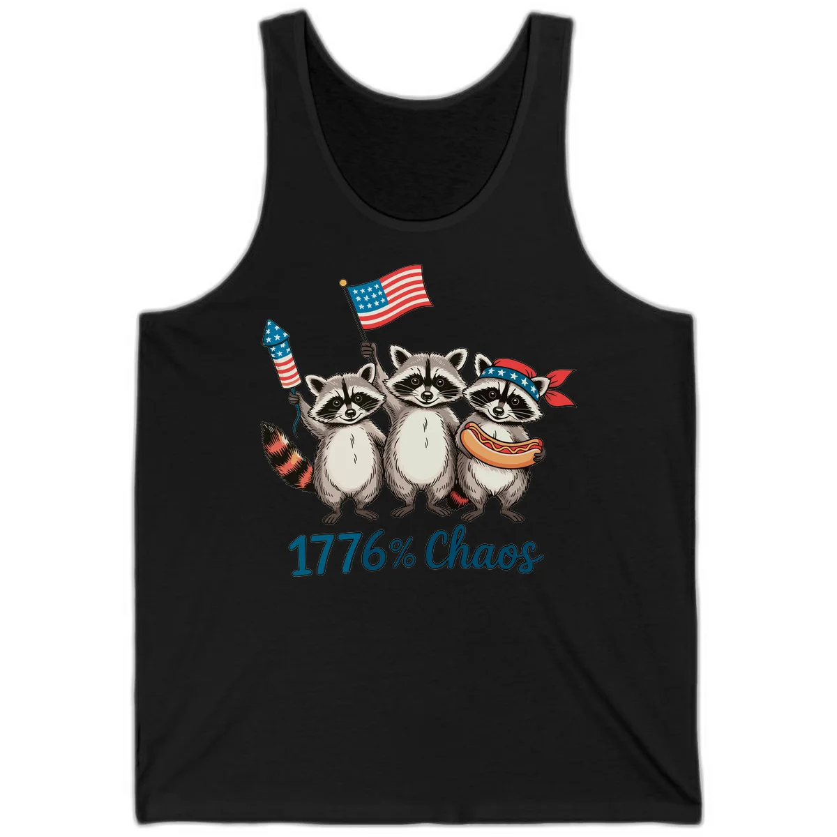 Patriotic Raccoons 1776 Chaos Tank in Black