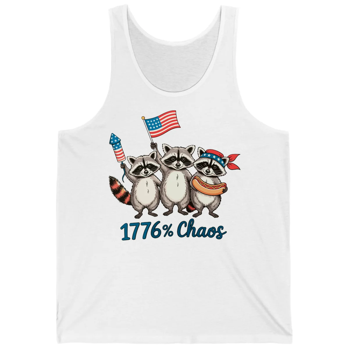 Patriotic Raccoons 1776 Chaos Tank in White