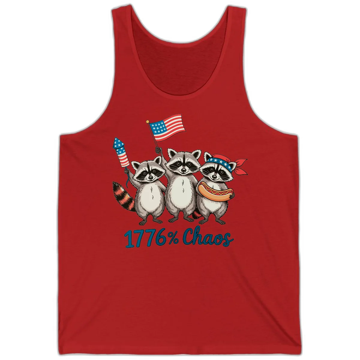 Patriotic Raccoons 1776 Chaos Tank in Red