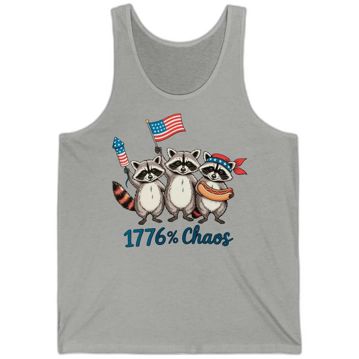 Patriotic Raccoons 1776 Chaos Tank in Athletic Heather