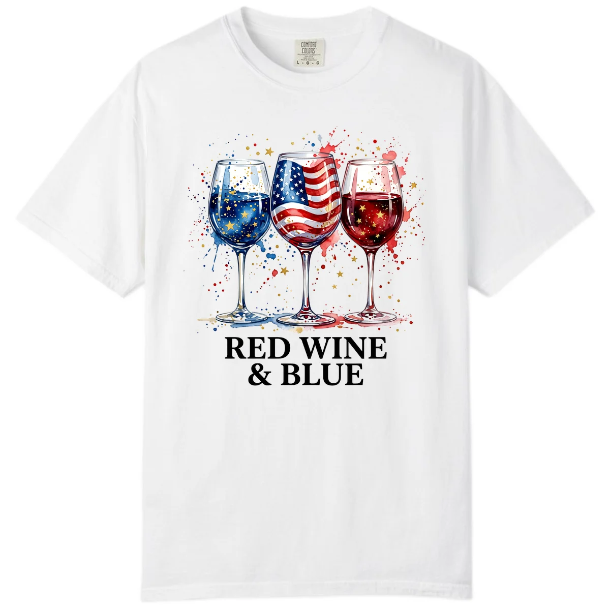 Red Wine and Blue Comfort Color in White