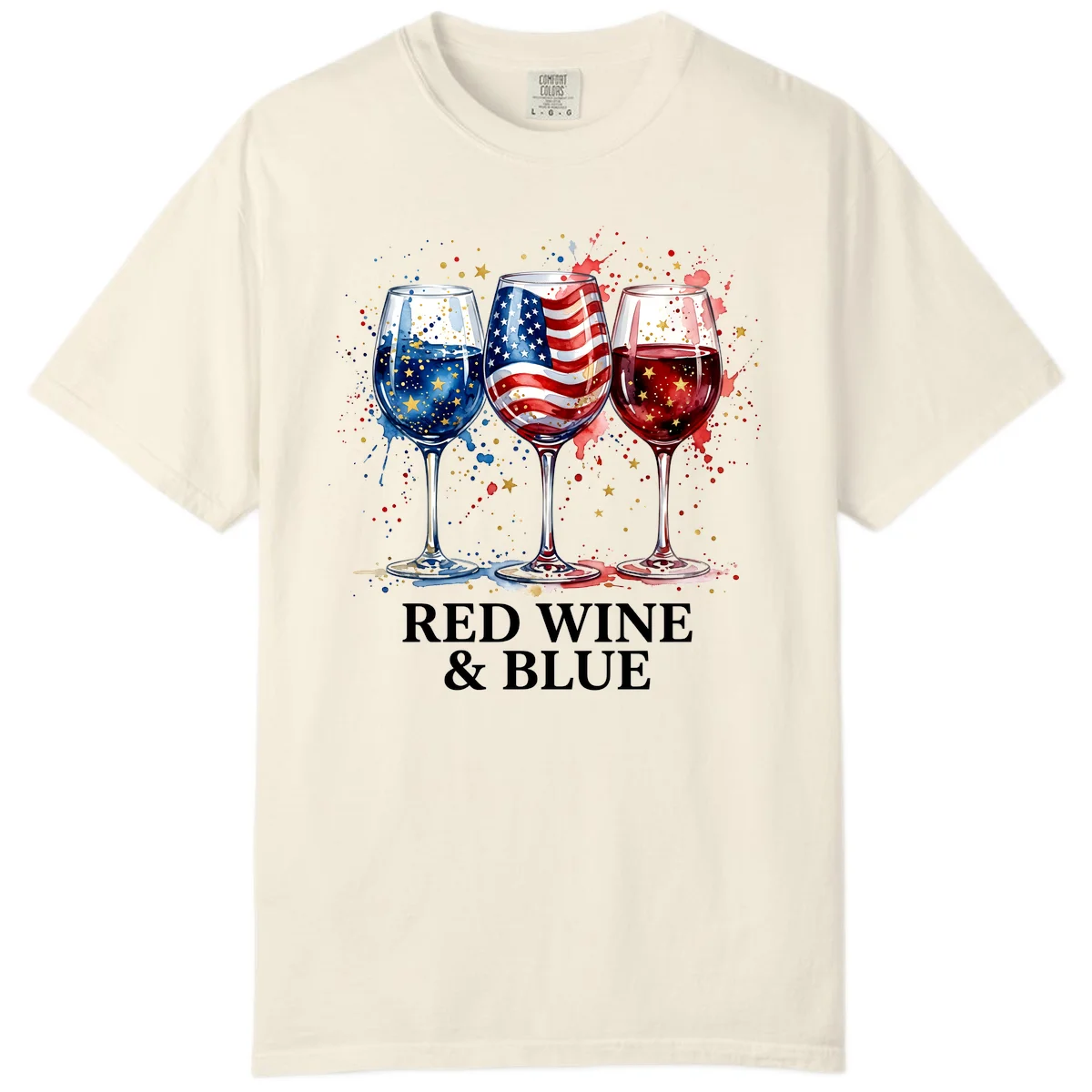 Red Wine and Blue Comfort Color in Ivory