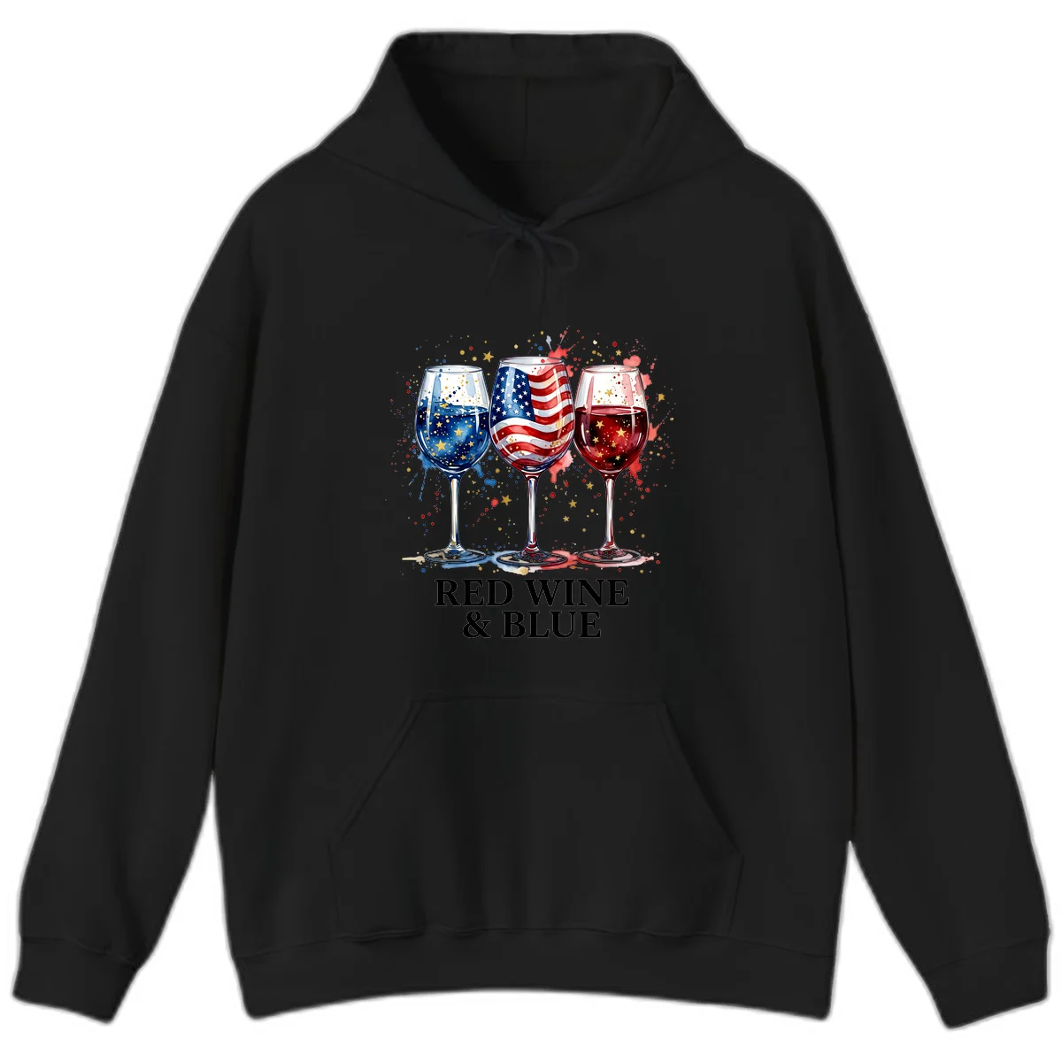 Red Wine and Blue Hoodie in Black