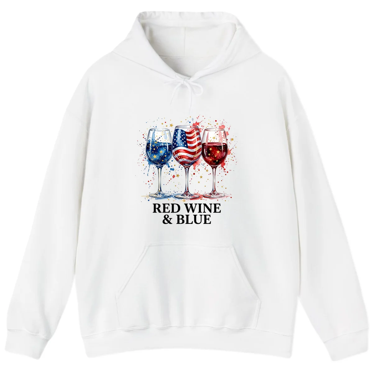 Red Wine and Blue Hoodie in White