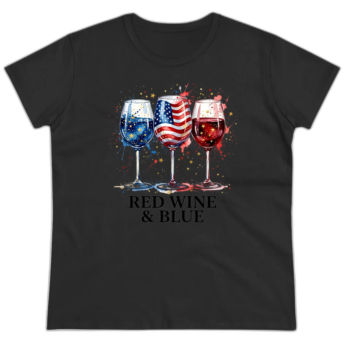 Red Wine and Blue Ladies Tee in Black