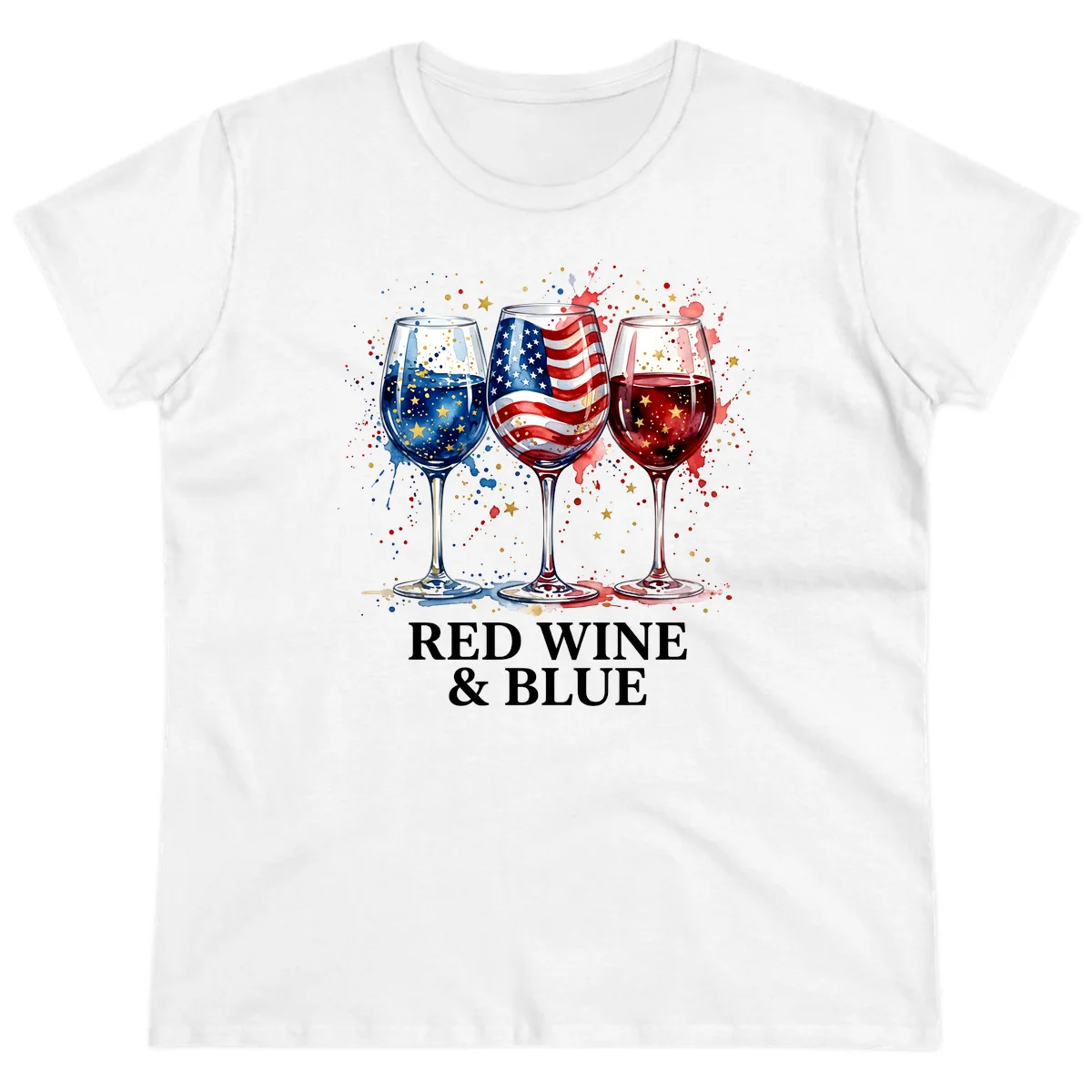 Red Wine and Blue Ladies Tee in White