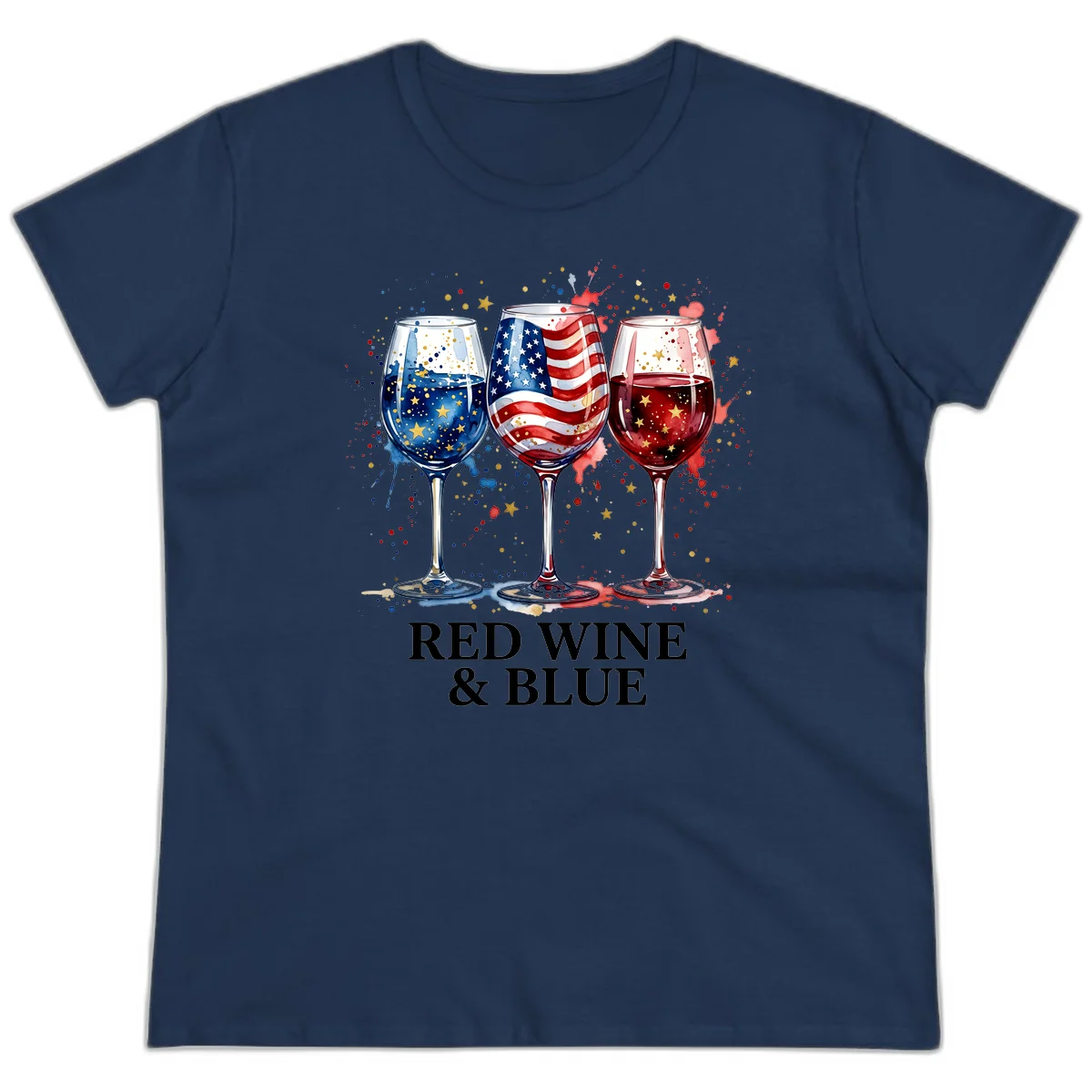 Red Wine and Blue Ladies Tee in Navy
