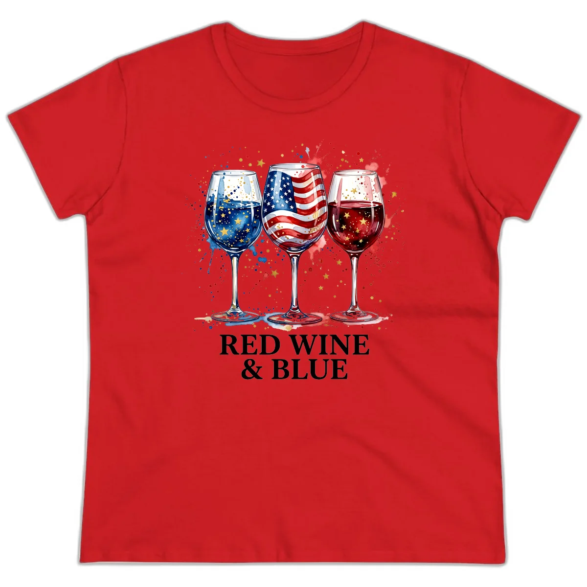 Red Wine and Blue Ladies Tee in Red