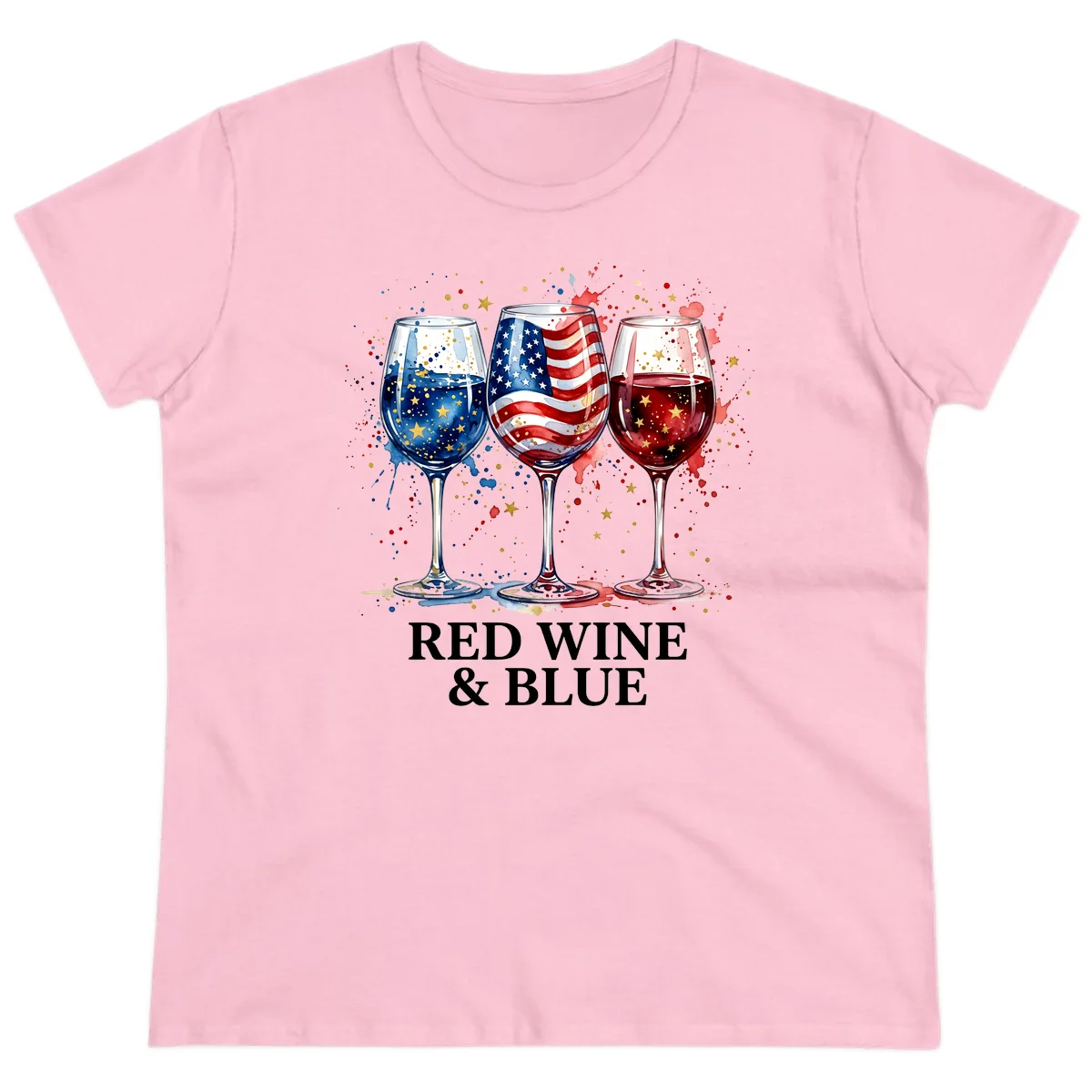 Red Wine and Blue Ladies Tee in Light Pink