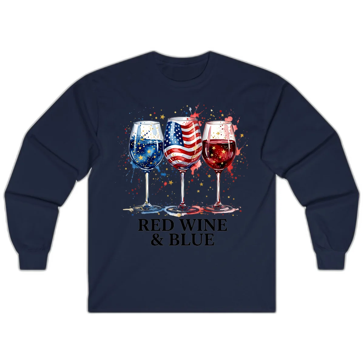 Red Wine and Blue Long Sleeve in Navy
