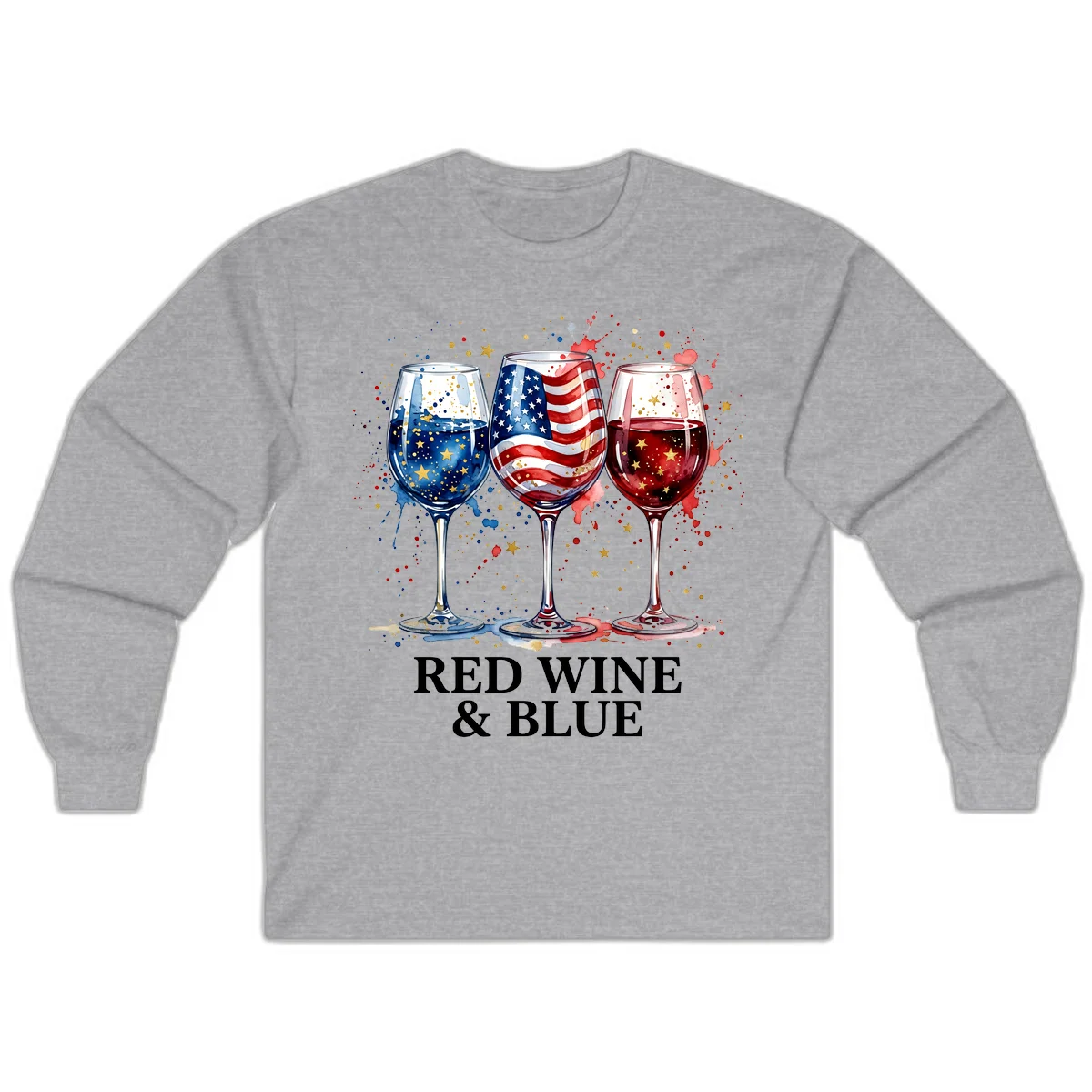 Red Wine and Blue Long Sleeve in Sport Grey