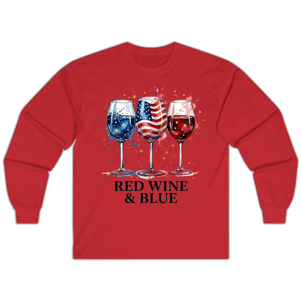 Red Wine and Blue Long Sleeve in Red