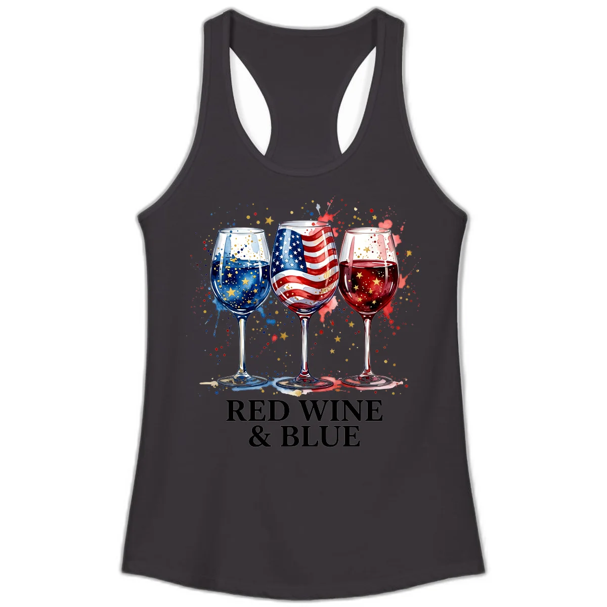 Red Wine and Blue Ladies Tank in Black
