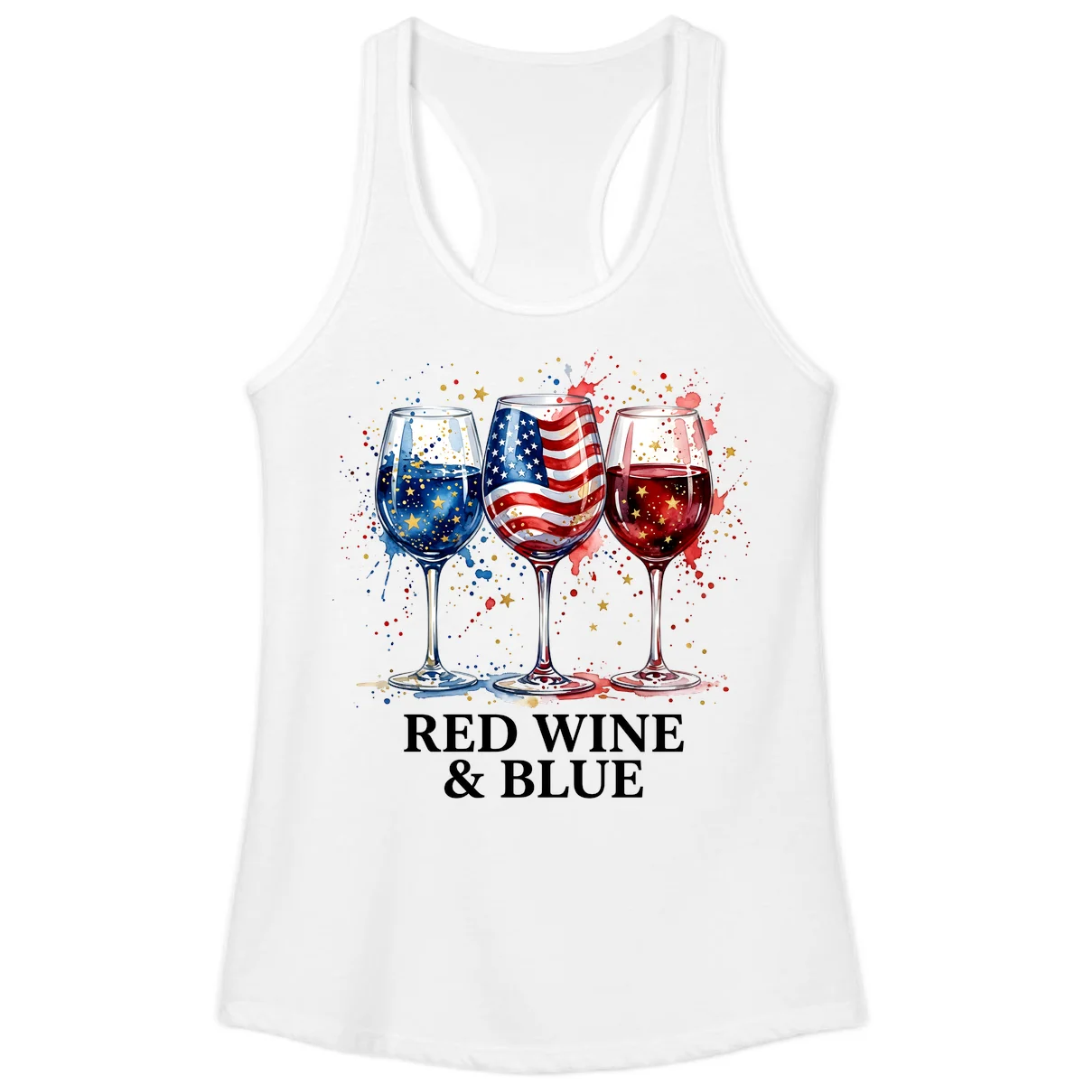 Red Wine and Blue Ladies Tank in White