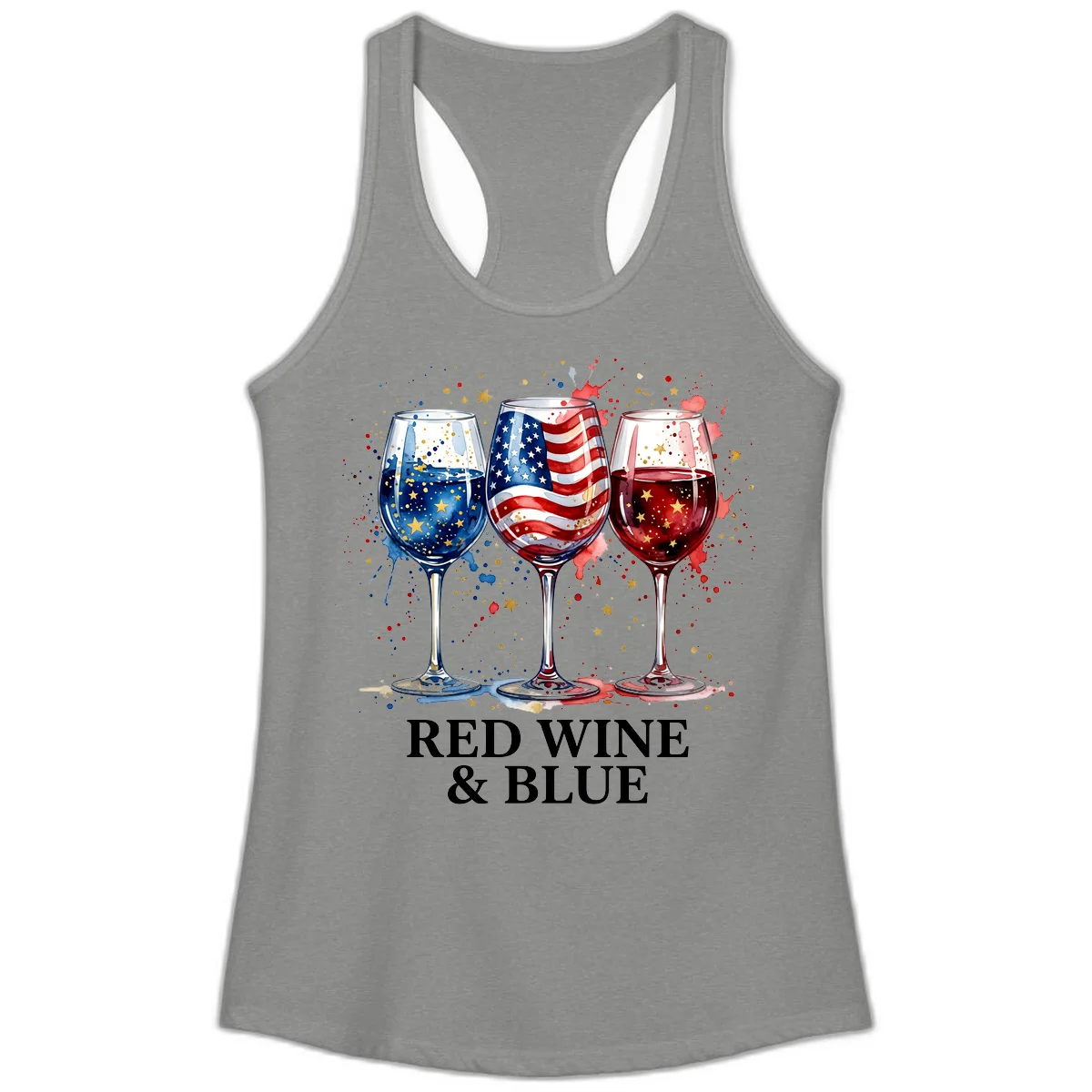 Red Wine and Blue Ladies Tank in Heather Grey