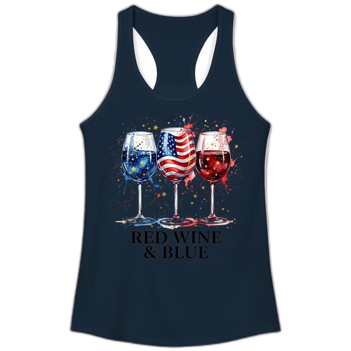Red Wine and Blue Ladies Tank in Solid Midnight Navy