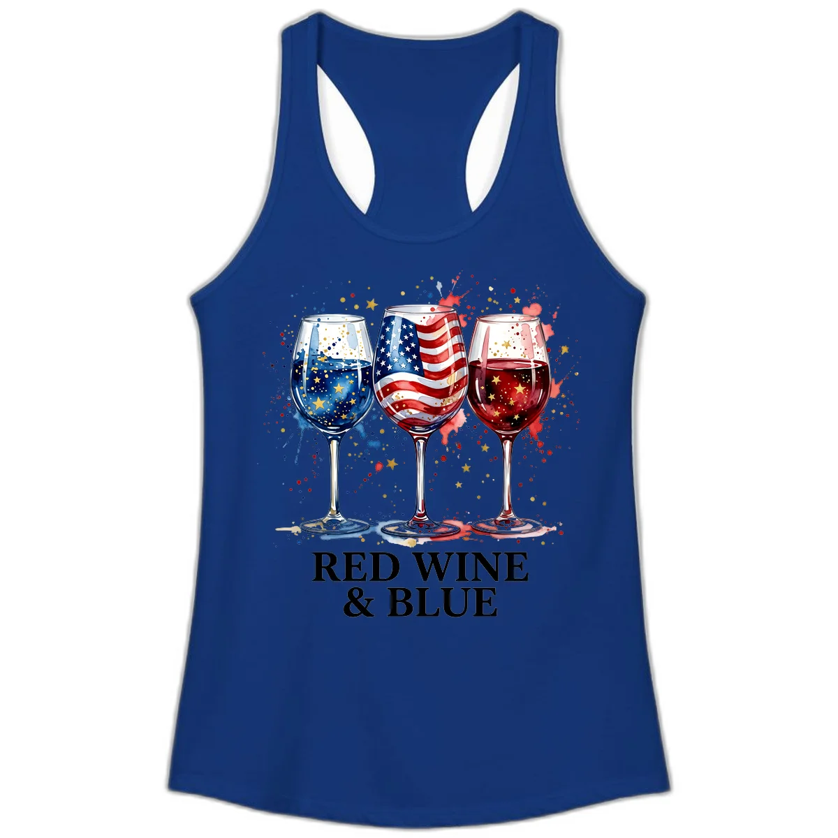Red Wine and Blue Ladies Tank in Solid Royal