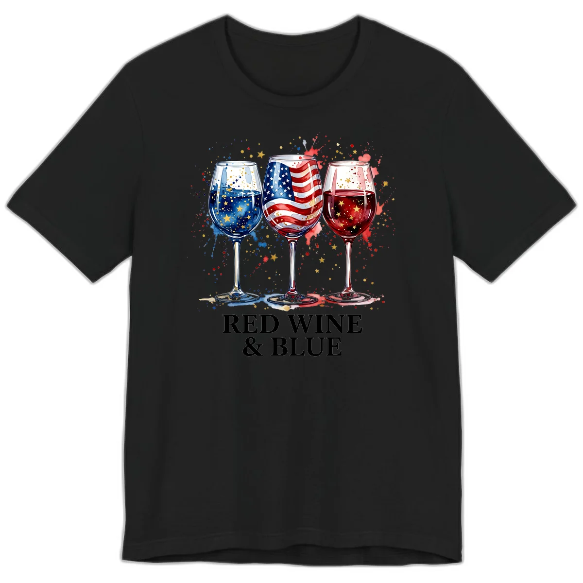 Red Wine and Blue Premium T-Shirt in Black