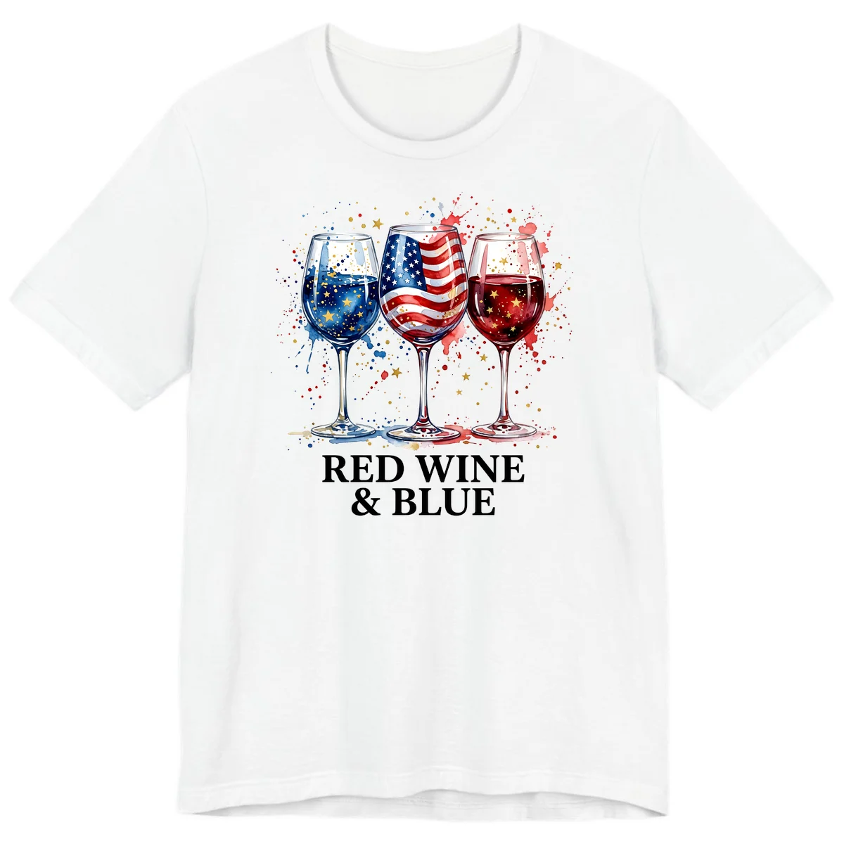 Red Wine and Blue Premium T-Shirt in White