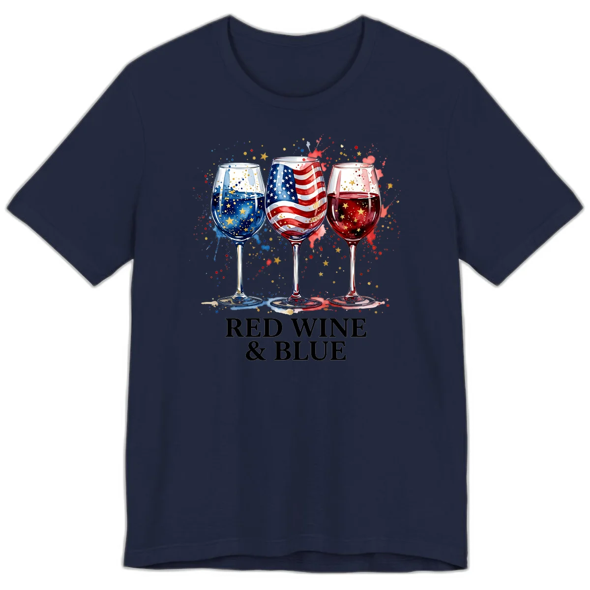 Red Wine and Blue Premium T-Shirt in Navy
