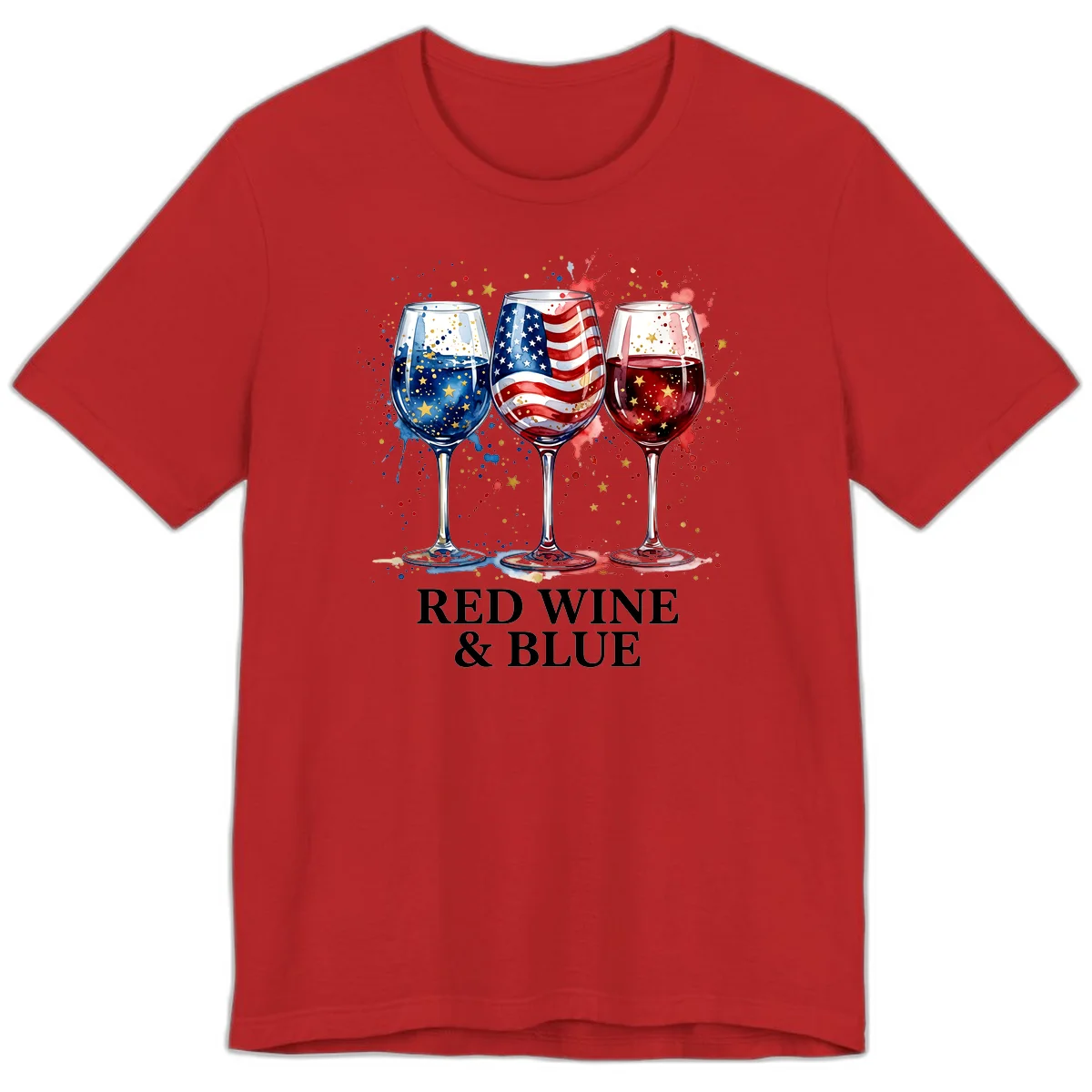 Red Wine and Blue Premium T-Shirt in Red