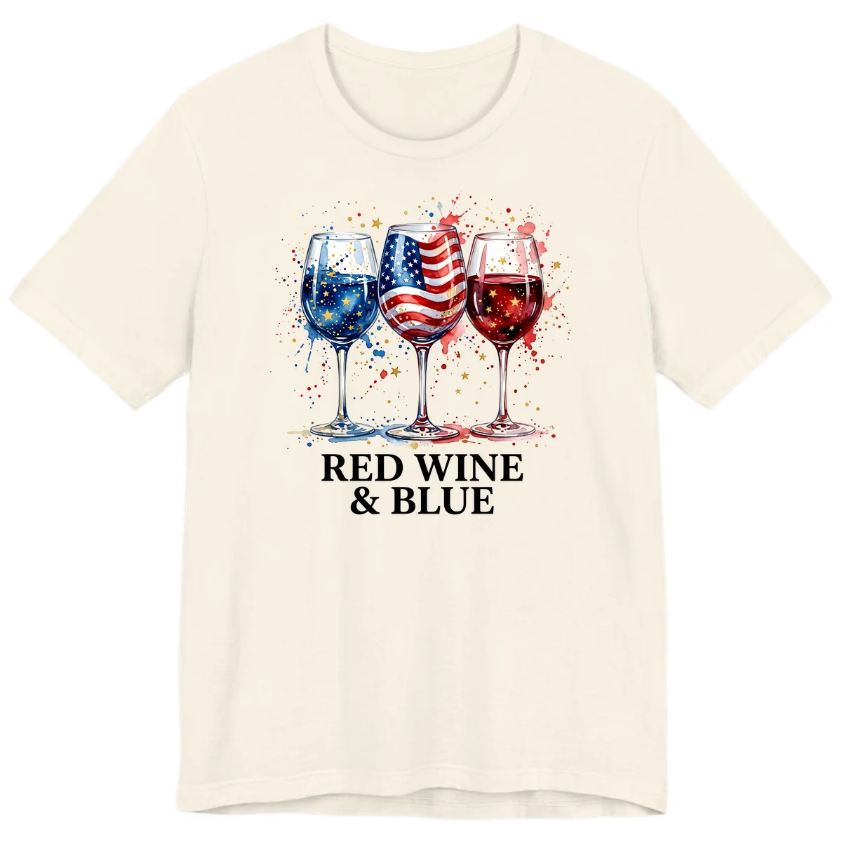 Red Wine and Blue Premium T-Shirt in Natural