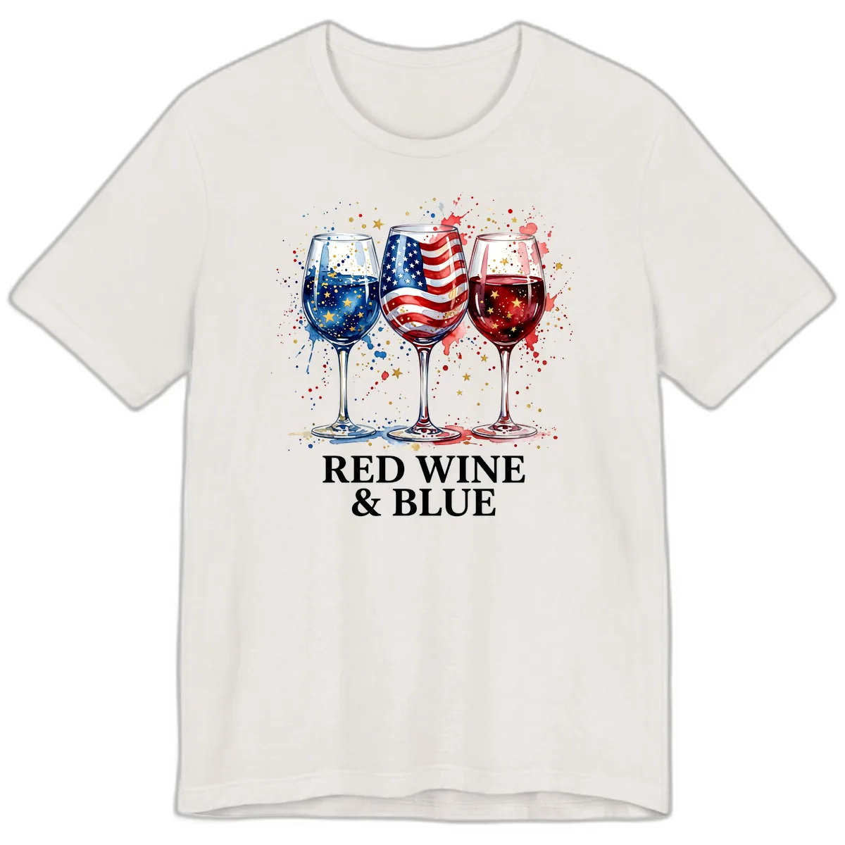 Red Wine and Blue Patriotic Celebration Glasses Premium T-Shirt in Vintage White