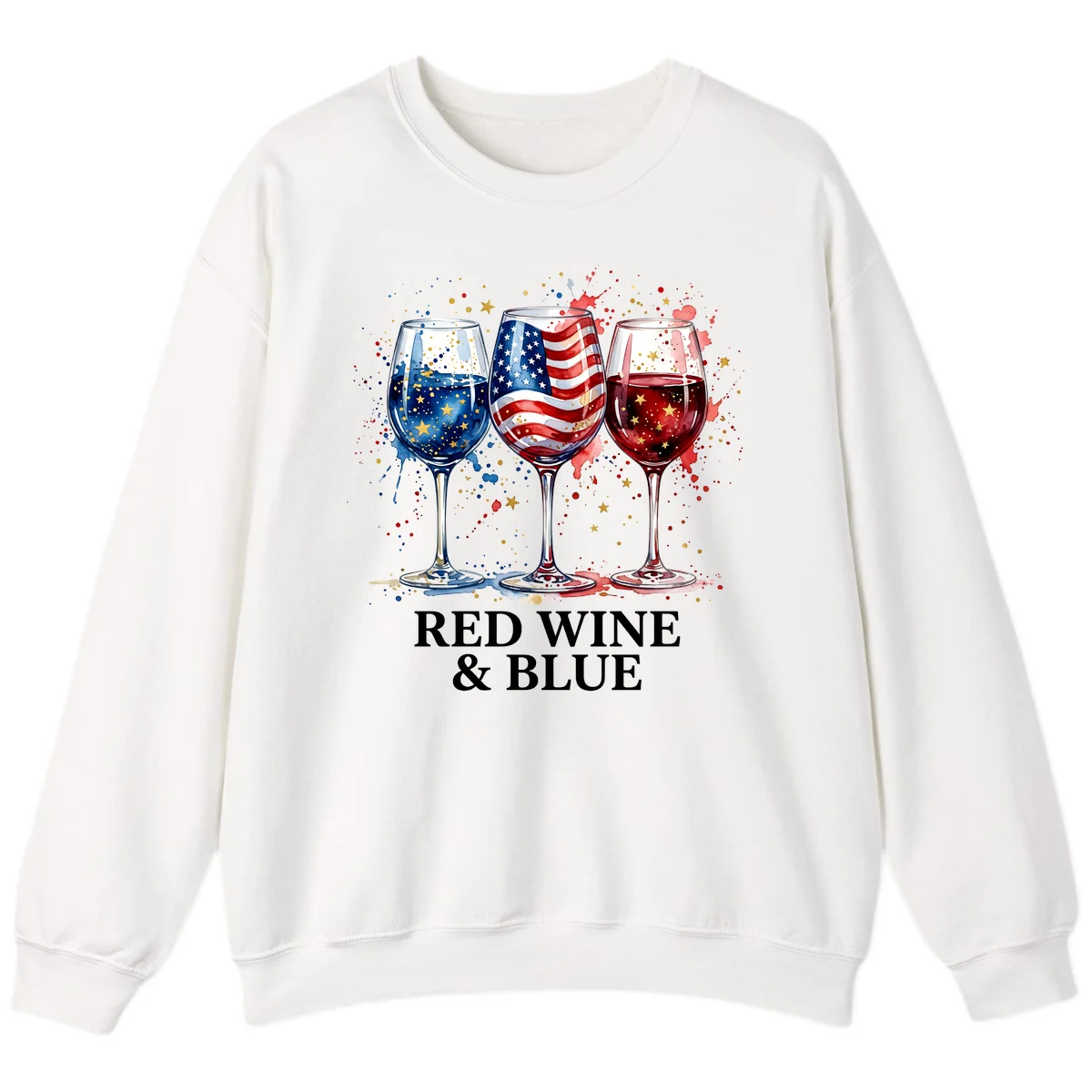 Red Wine and Blue Sweatshirt in White