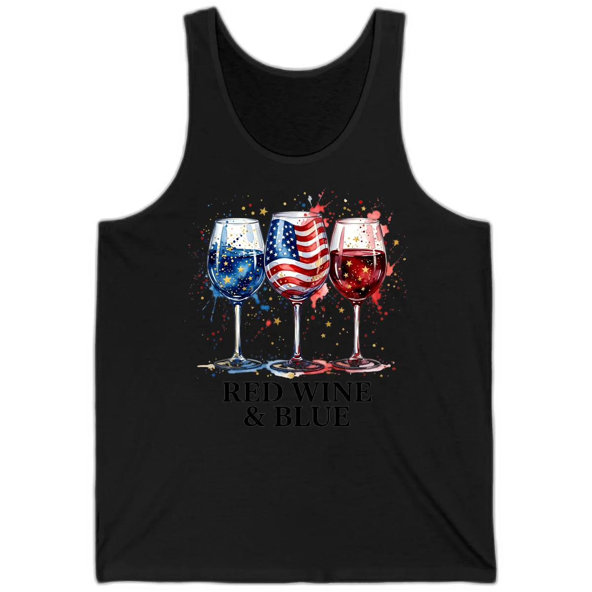 Red Wine and Blue Tank in Black