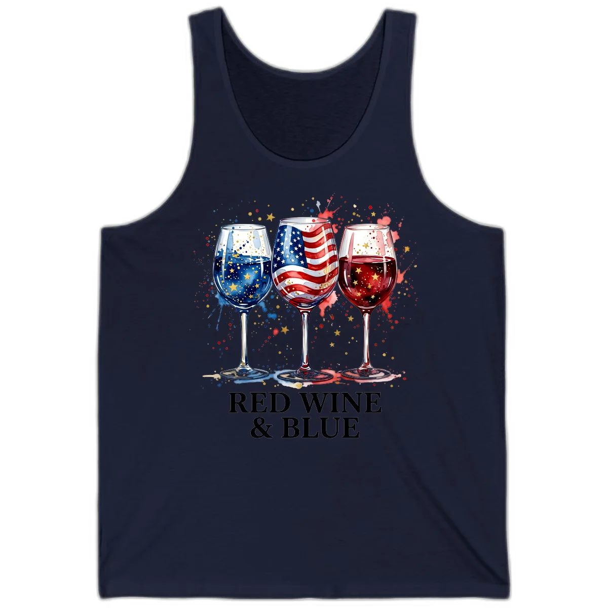 Red Wine and Blue Tank in Navy