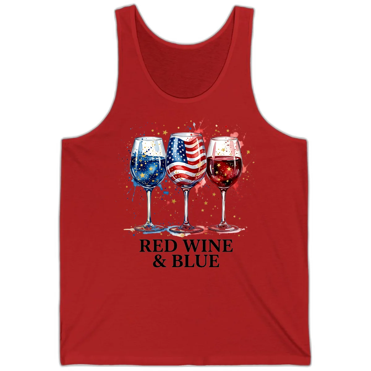 Red Wine and Blue Tank in Red