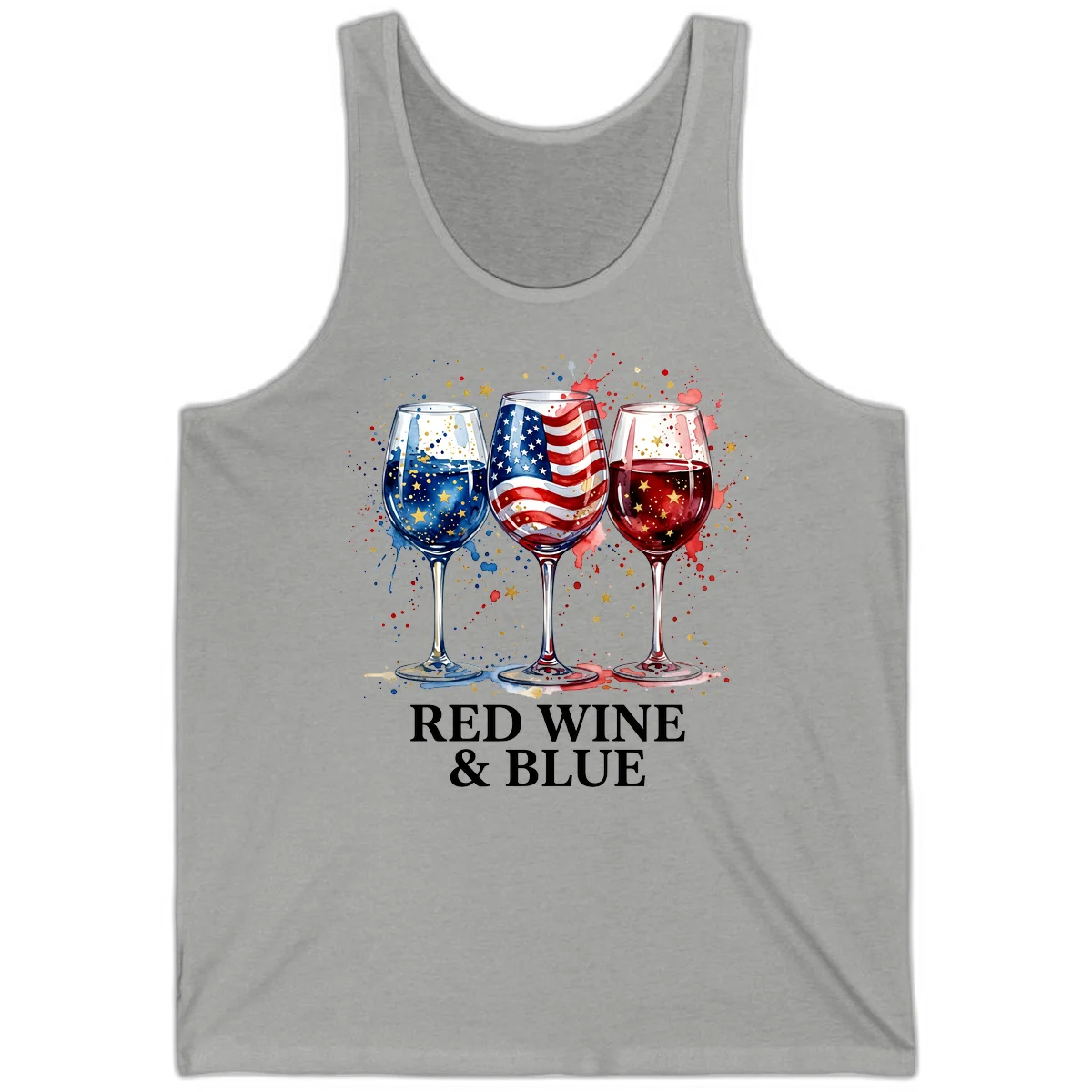 Red Wine and Blue Tank in Athletic Heather