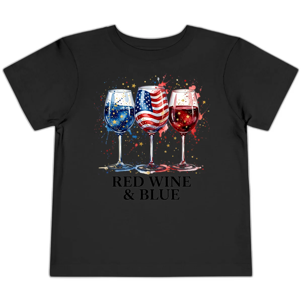 Red Wine and Blue Toddler T-Shirt in Black