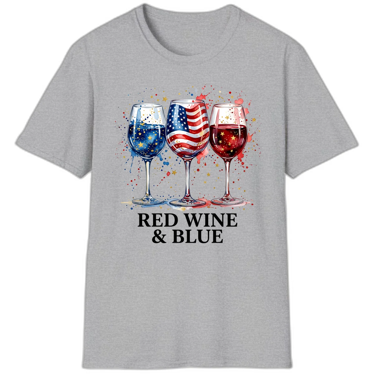 Red Wine and Blue T-Shirt in Sport Grey